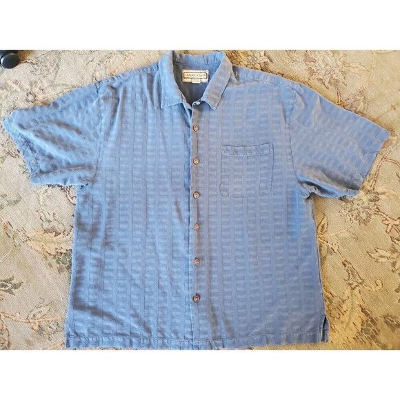 JAMAICA JAXX Shirt Mens 2XL XXL Button Down Blue Hawaiian 100% Silk Short Sleeve - Picture 8 of 8